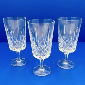 Gorham Crystal King Edward 7 1/8" Iced Tea Glasses Stem Stemware Set of 3